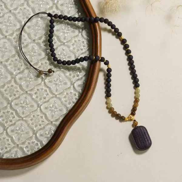 Five Scriptures” Agarwood Pendant | Guardian of Peace, Prosperity, Relationships, Wealth, and Health - 图片 2