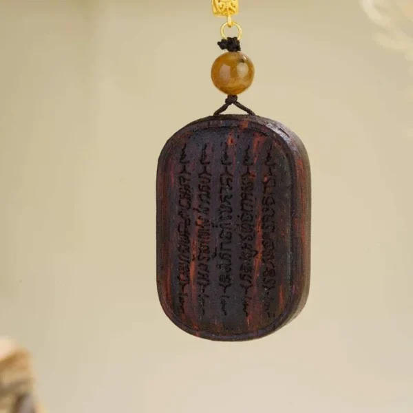 Five Scriptures” Agarwood Pendant | Guardian of Peace, Prosperity, Relationships, Wealth, and Health - 图片 4